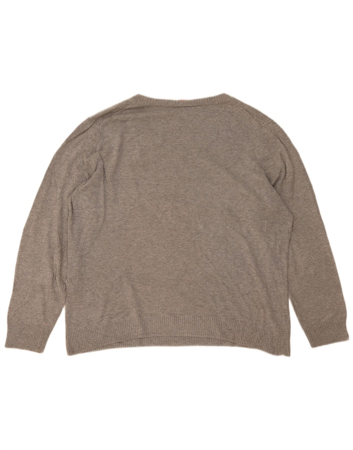 Puma Mens V-Neck Jumper Sweater XL Grey Cotton