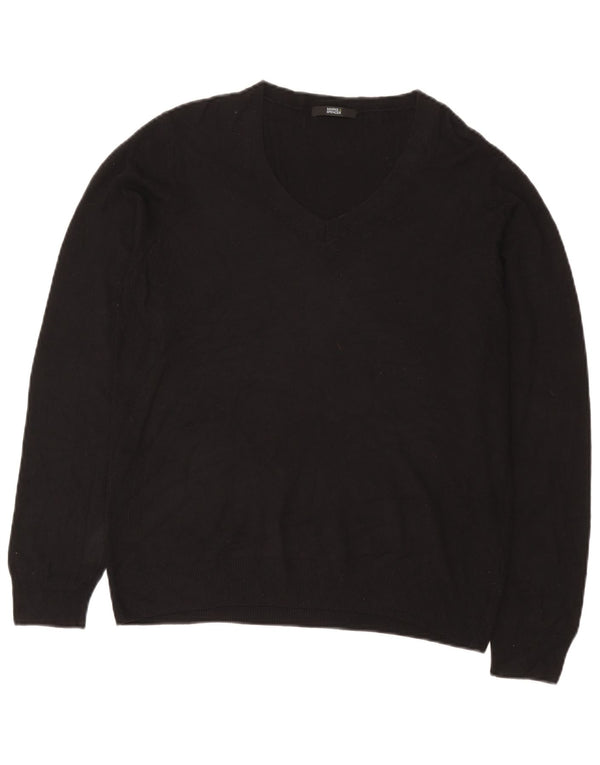 Marks & Spencer Dame V-hals sweater UK 20 2XL Sort Viscose
