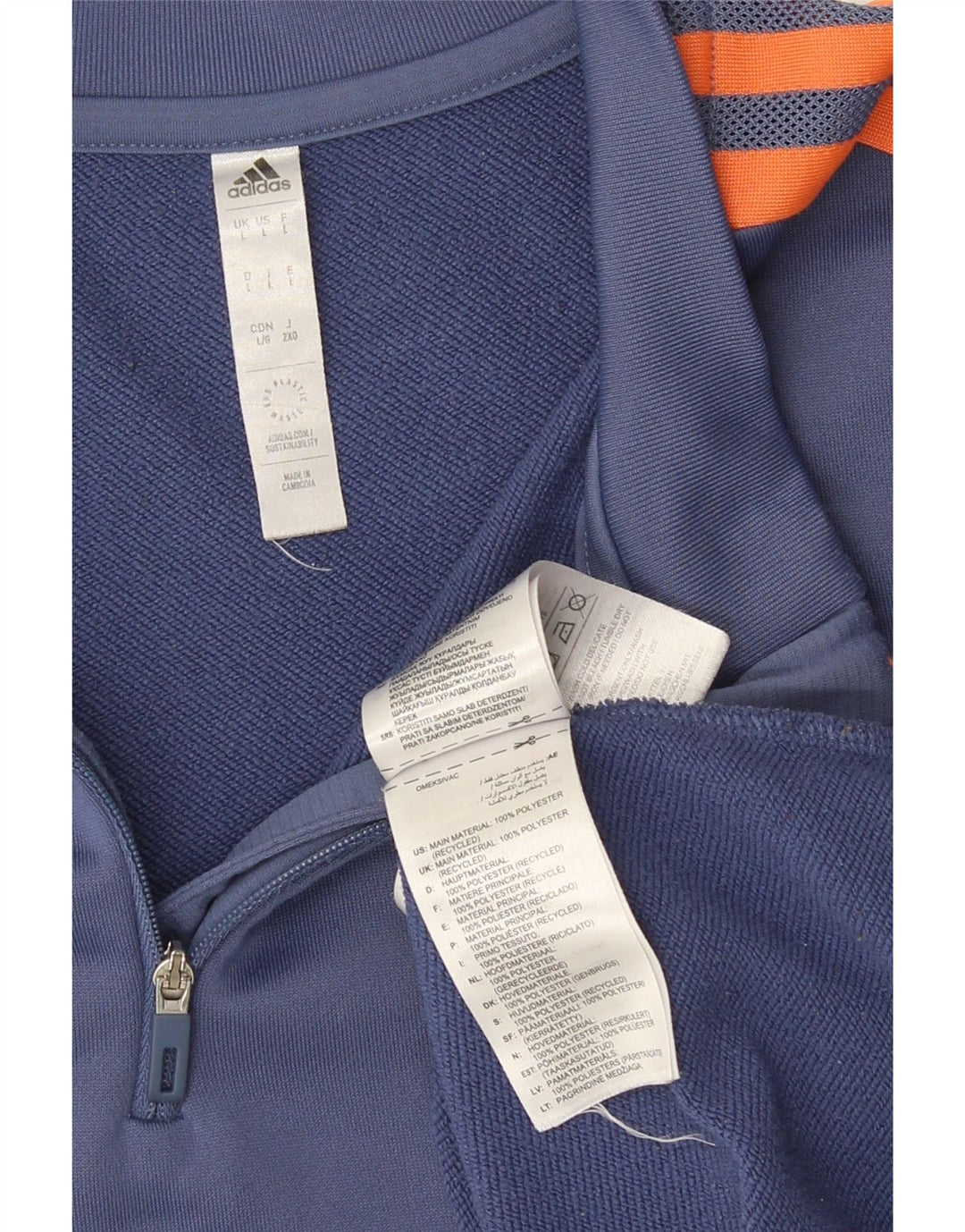Adidas Herre Manchester United Pullover Træningsdragt Top Stor Blå Colourblock