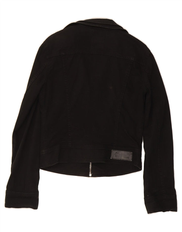 MOSCHINO Womens Crop Bomber Jacket UK 16 Large Black Cotton Vintage Moschino and Second-Hand Moschino from Messina Hembry 