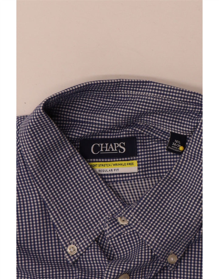 Chaps Herre Regular Fit skjorte størrelse 16 1/2 Large Blue Gingham Cotton