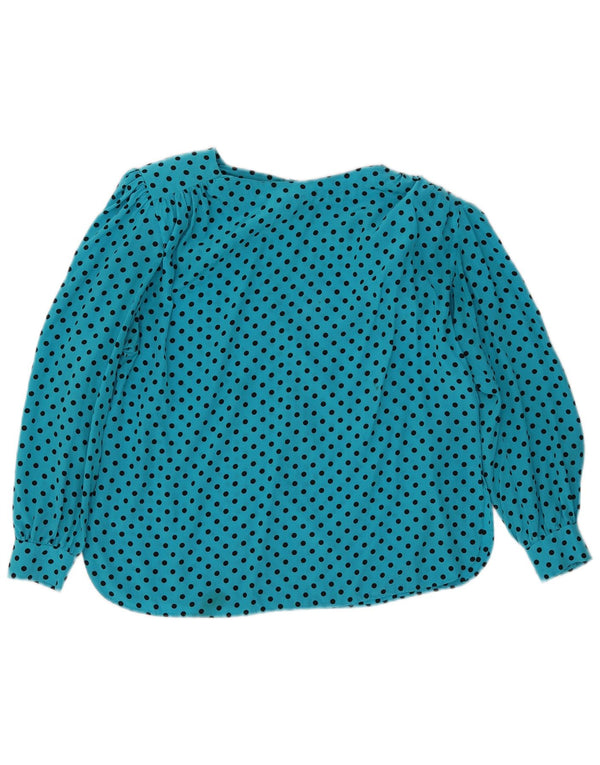 Vintage γυναικεία μακρυμάνικη μπλούζα UK 16 Large Blue Spotted