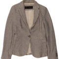 Zara Veste blazer à 1 bouton pour femme UK 12 en coton à fines rayures bleu moyen
