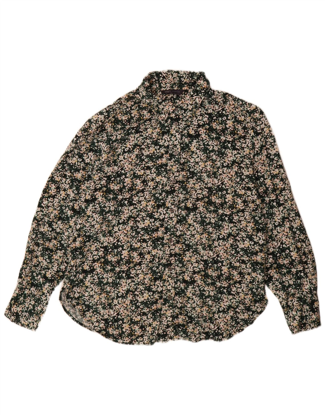Marks & Spencer Womens Oversized Shirt Blouse UK 10 Small Green Floral