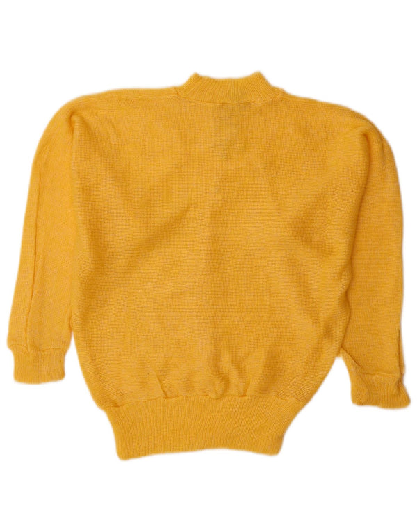 Pulover vintage cu gât țestoasă pentru femei UK 10 Small Yellow Angora