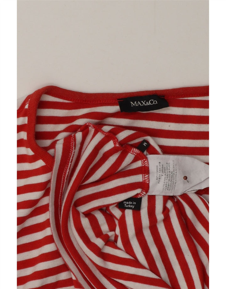 Max & Co. Womens Graphic T-Shirt Top UK 12 Medium Red Striped Cotton