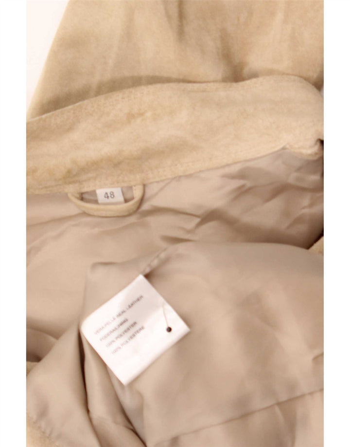 Giacca vintage da donna in pelle scamosciata IT 48 XL Pelle beige