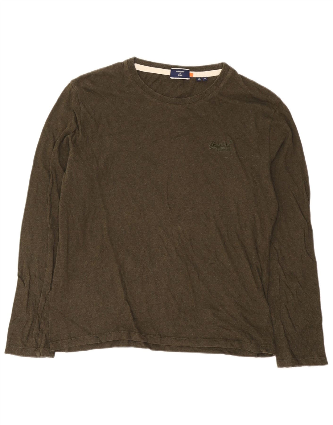 Superdry Mens Top Long Sleeve XL Khaki Cotton