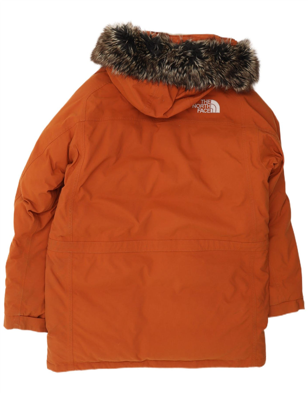 The North Face Mens Hooded Parka Jacket UK 38 Medium Orange Nylon