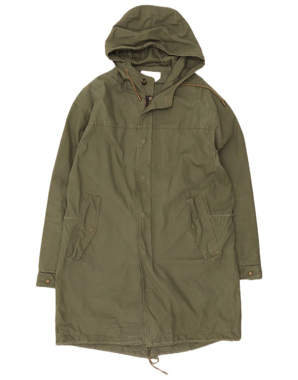 Zara Mens Chaqueta Parka Con Capucha Reino Unido 40 Grande Caqui