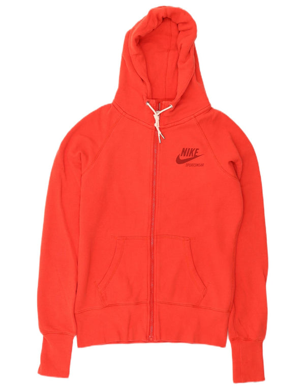 Nike női cipzáras kapucnis pulóver UK 14 közepes piros pamut