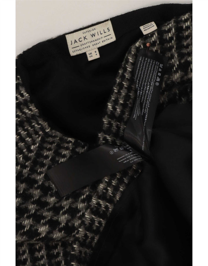 Fusta mini Jack Wills pentru femei UK 8 Small W28 Gri Houndstooth Poliester