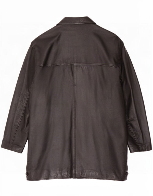 Casaco de couro masculino vintage UK 42 XL preto