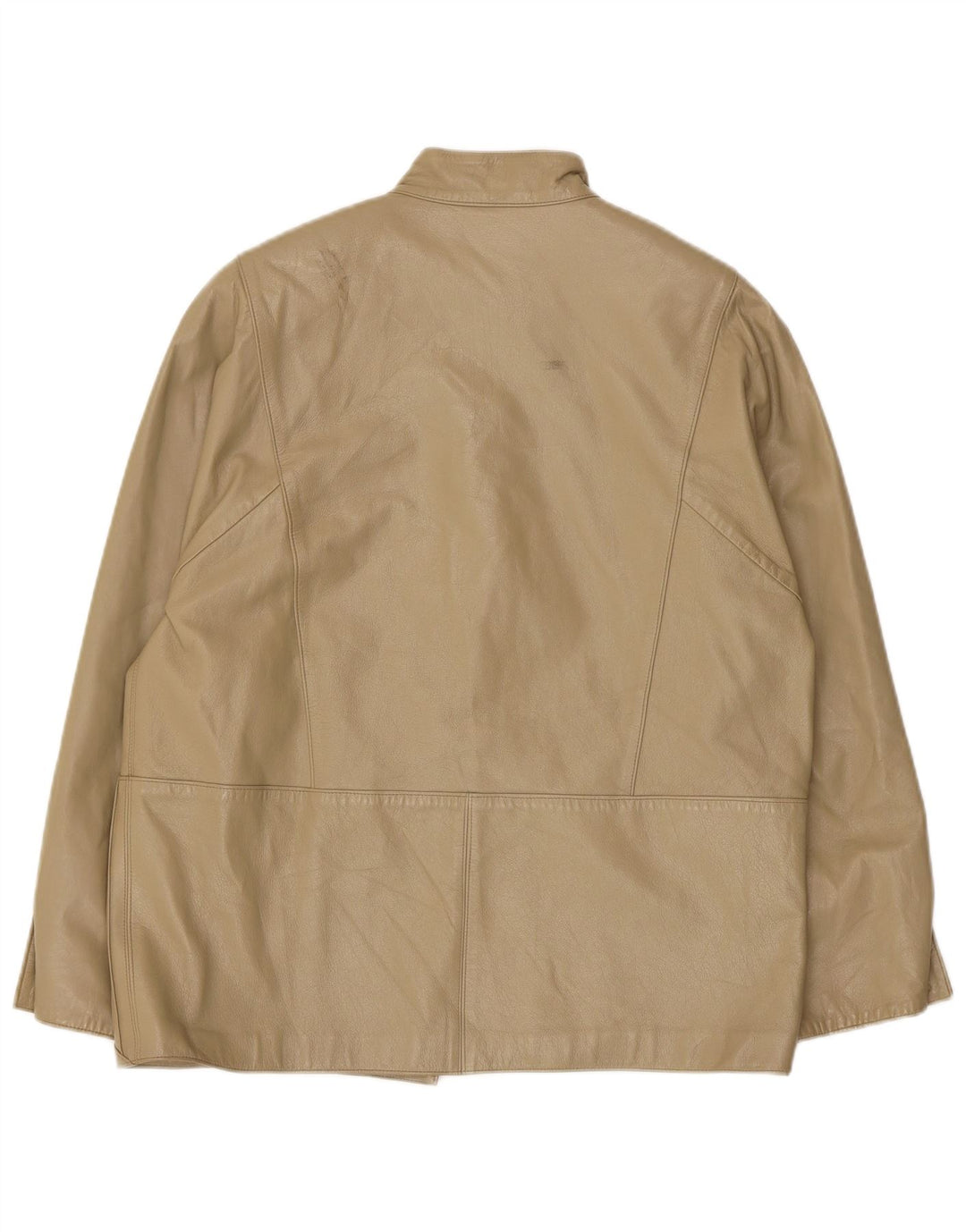 Giacca in pelle vintage da donna IT 46 grande in pelle beige