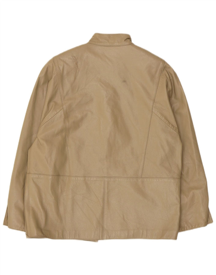 Giacca in pelle vintage da donna IT 46 grande in pelle beige