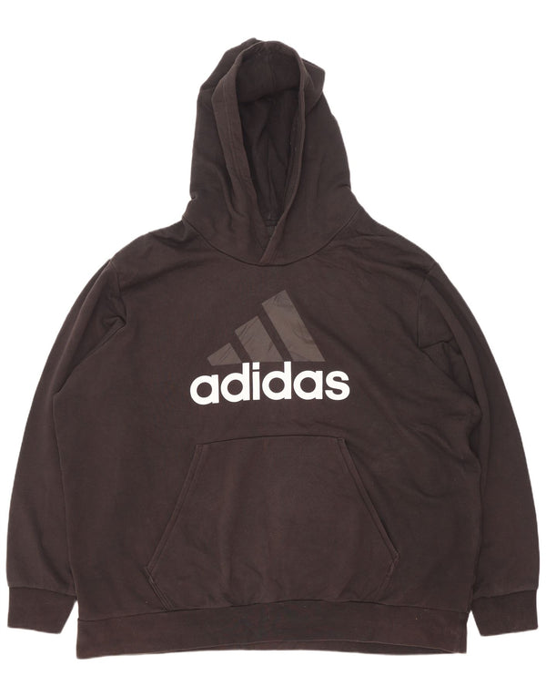 Adidas Mens Graphic Hoodie Jumper 3XL Black Cotton
