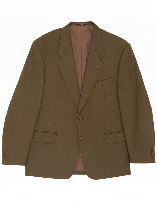 Jaqueta Blazer masculina de 2 botões Valentino IT 54 2XL espinha de peixe cáqui