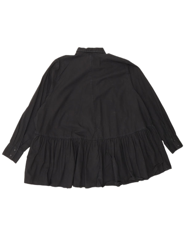 Bluză cămașă supradimensionată pentru femei Zara UK 10 Bumbac negru mic