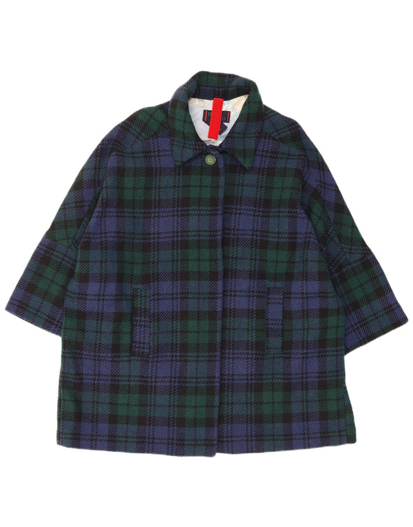 Vintage overfrakke til kvinder UK 18 XL Navy Blue Check