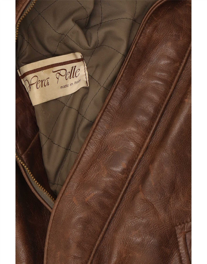 Chaqueta de cuero vintage para hombre Reino Unido 38 Marrón medio