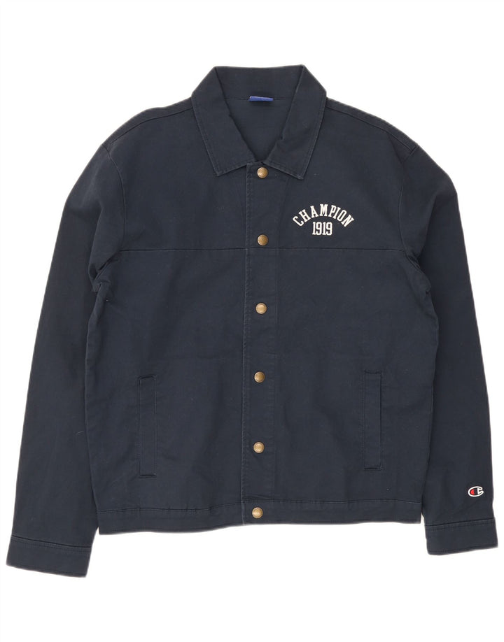 Champion Mens Bomber Jacket UK 38 Medium Navy Blue Cotton