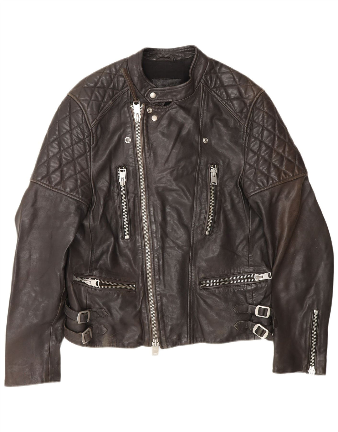 Giacca da motociclista in pelle da uomo All Saints UK 40 grande in pelle nera