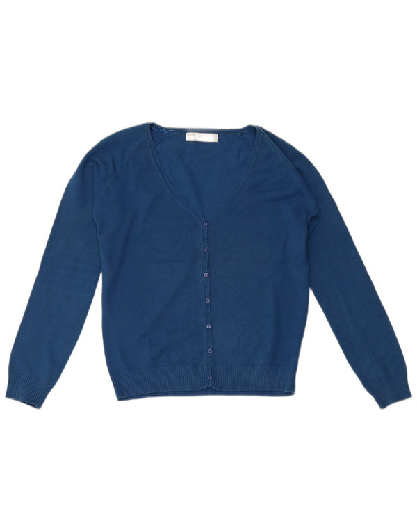 Zara Womens Cardigan Sweater UK 12 Medium Blue Cotton