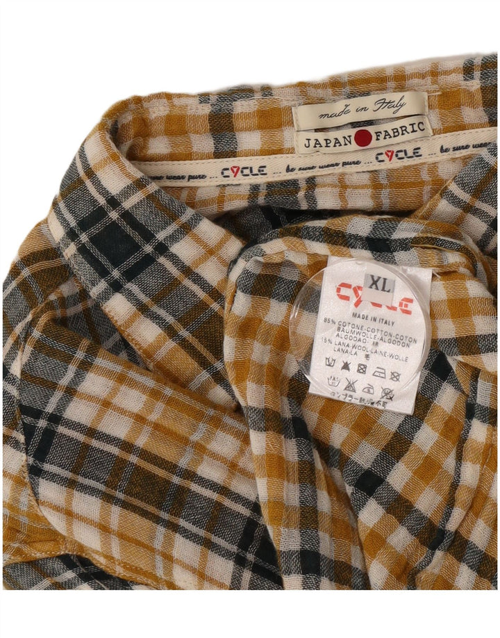 Cycle Chemise en flanelle à carreaux XL pour homme en coton à carreaux jaunes
