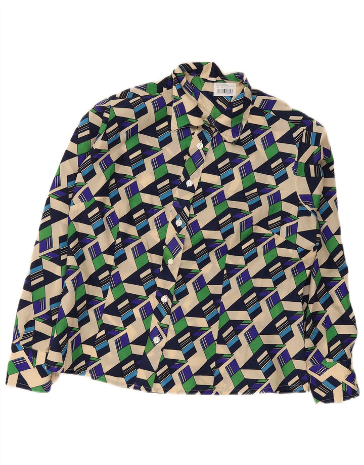 Vintage Womens Shirt Blouse UK 20 2XL Multicoloured Geometric