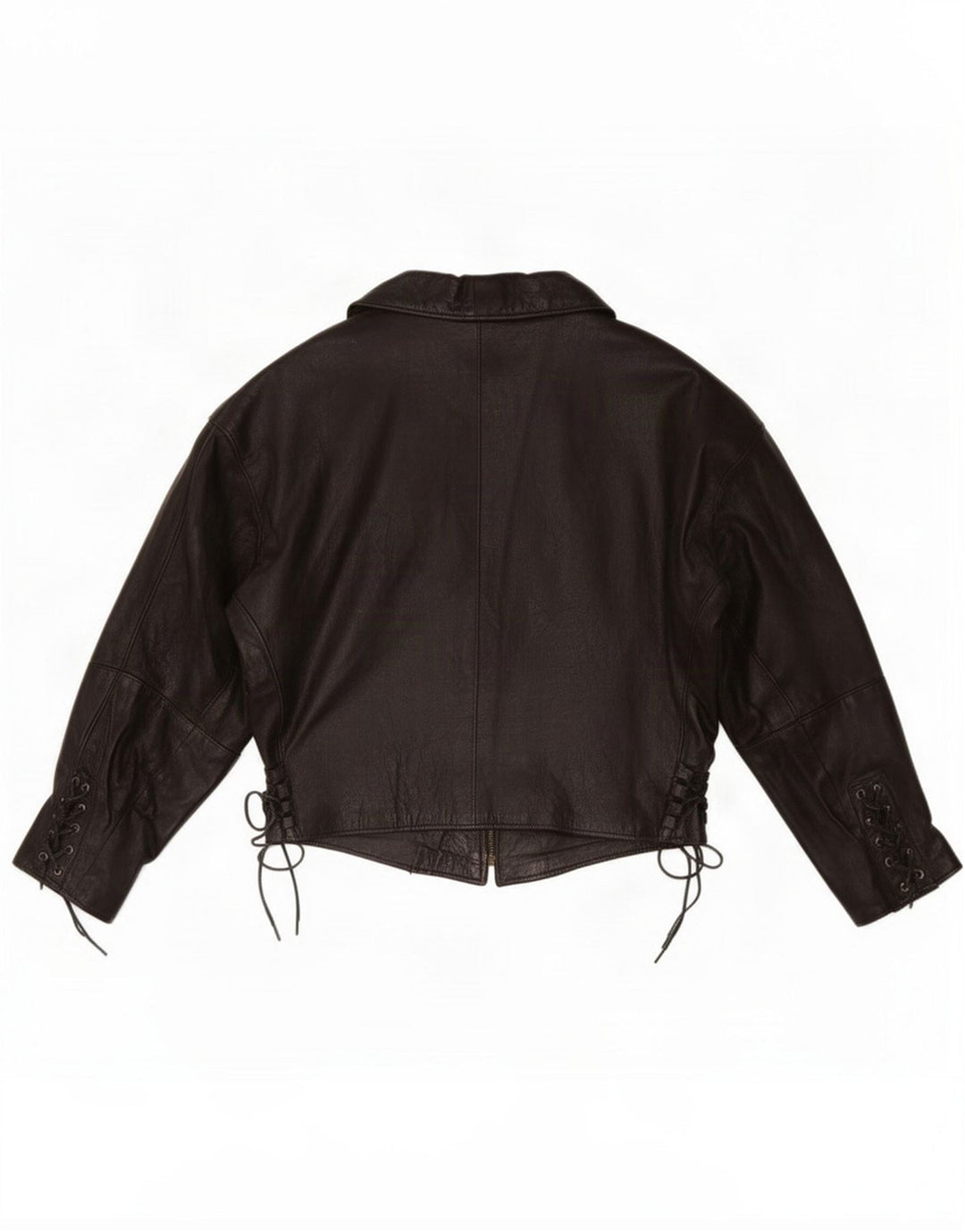 Vintage Womens Crop Leather Jacket UK 16 Large Black