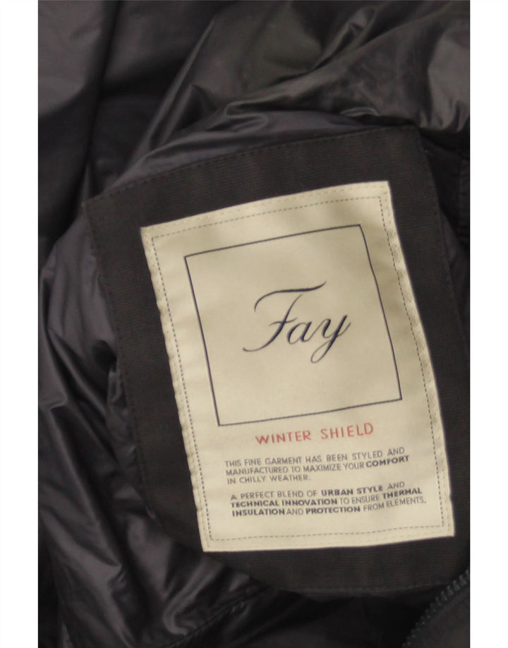 Fay Mens Padded Coat UK 42 XL Navy Blue Polyester