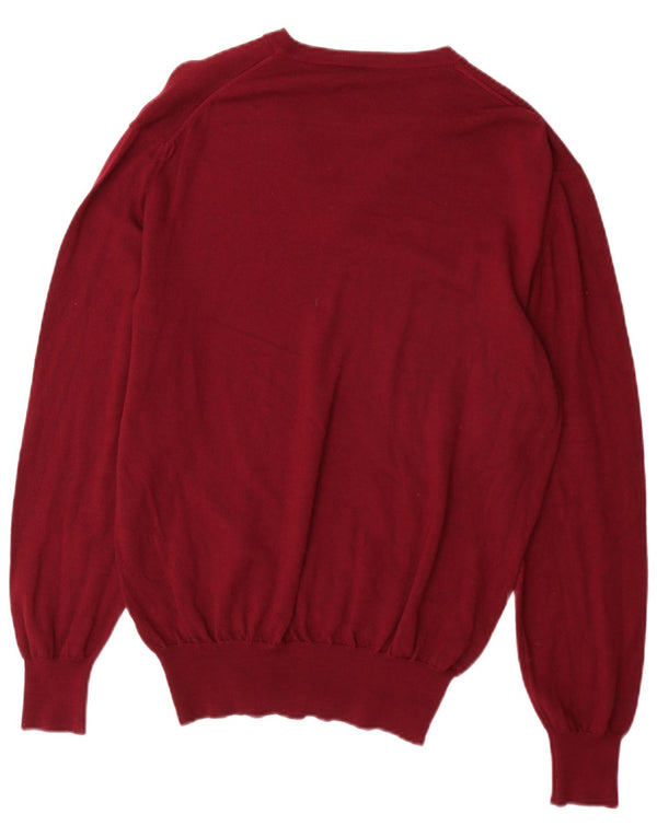 Maglione da donna vintage con scollo a V UK 16 grande lana vergine bordeaux