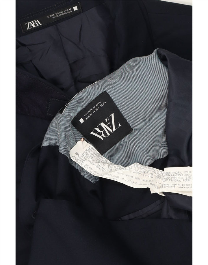 Zara Herre 2-knaps blazerjakke EU 56 XL Marineblå viskose