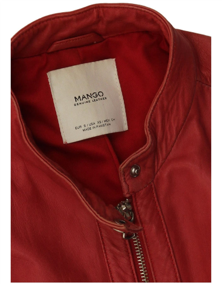 Giacca in pelle da donna Mango UK 10 piccola in pelle rossa