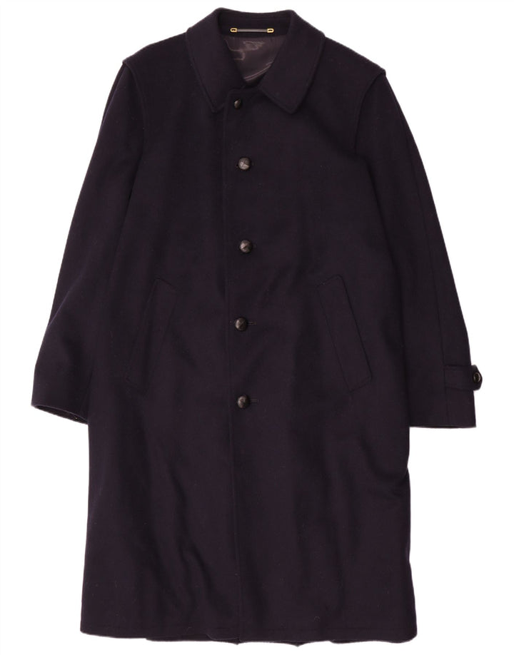 Pischl Mens Overcoat EU 50 Large Navy Blue Wool