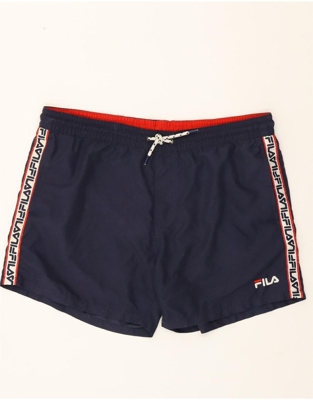 FILA Mens Graphic Swimming Shorts Medium Navy Blue Colourblock Polyester