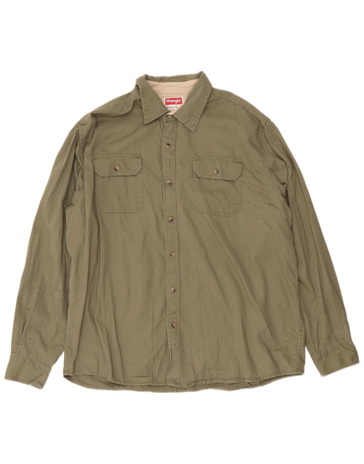 Wrangler Mens Shirt XL Khaki Cotton