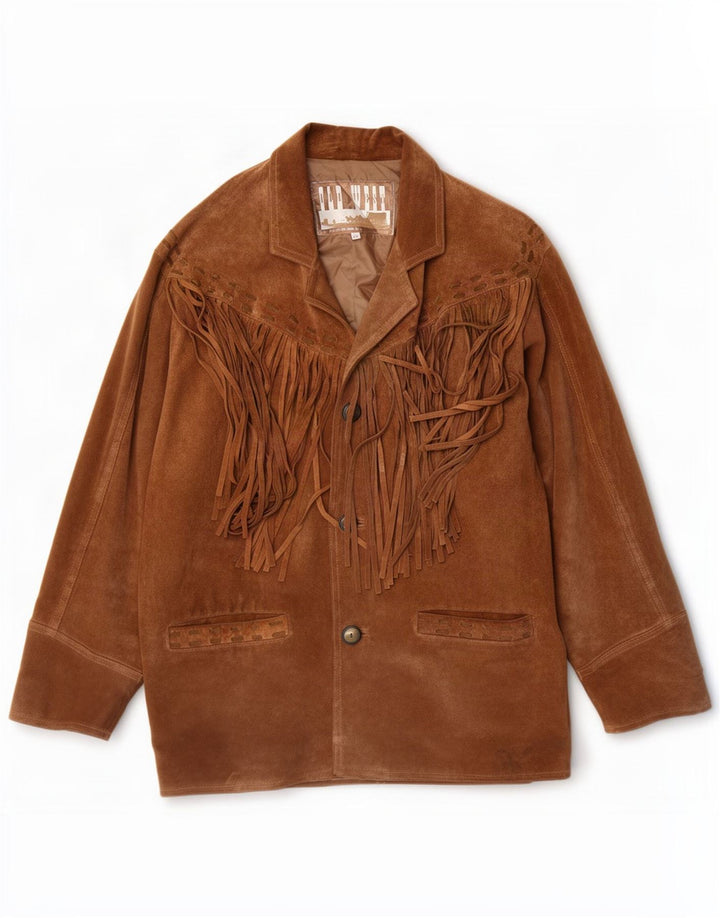 Jaqueta masculina vintage de camurça UK 38 marrom médio