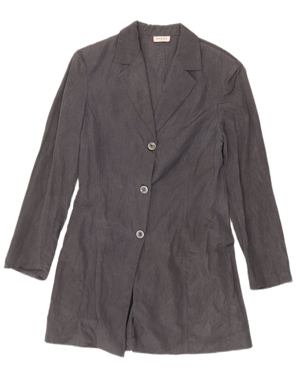 Max & Co. Chaqueta tipo blazer larga de 3 botones para mujer UK 42 Lino gris medio