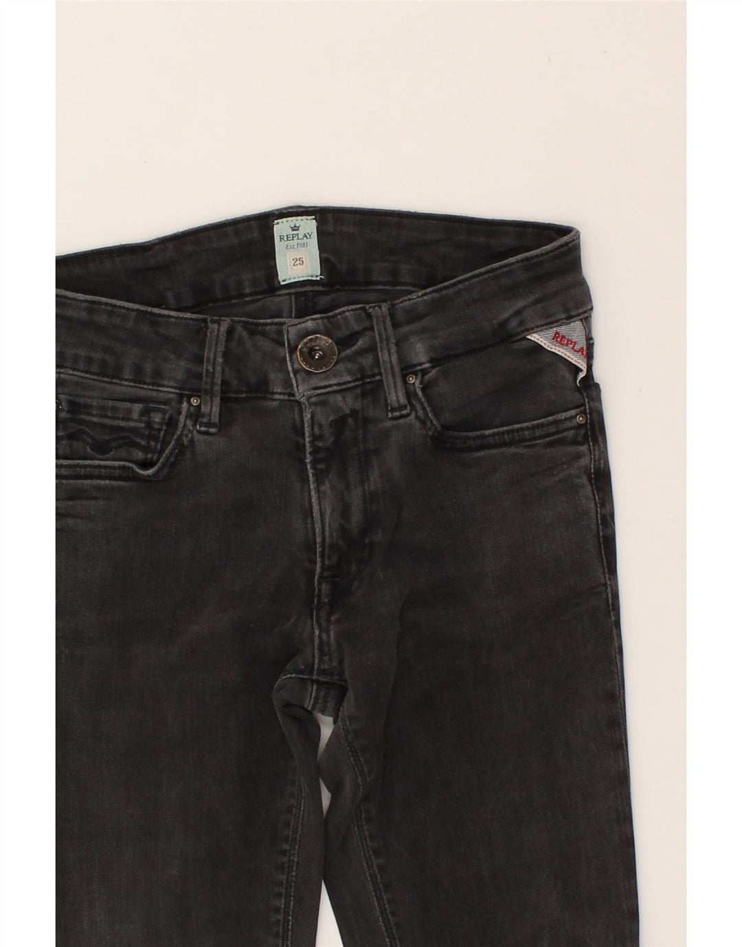 REPLAY Womens Skinny Jeans W25 L30 Grey Vintage Replay and Second-Hand Replay from Messina Hembry 