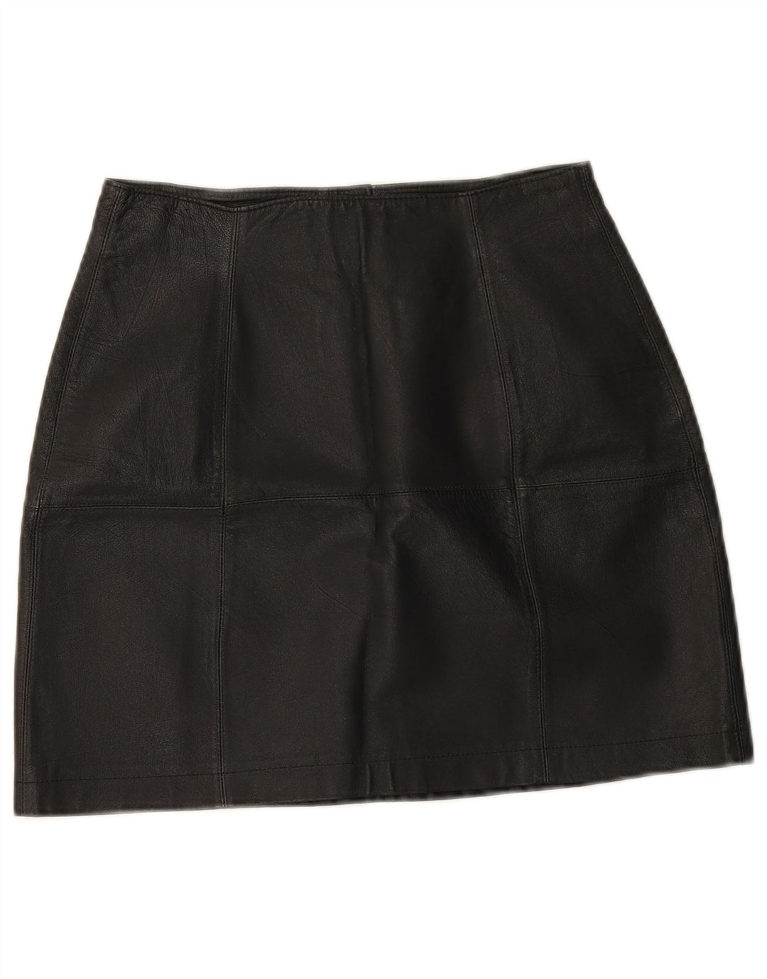 Vintage Womens Mini Leather Skirt W25 XS Black Leather