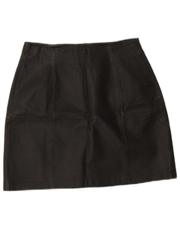 Vintage Womens Mini Leather Skirt W25 XS Black Leather