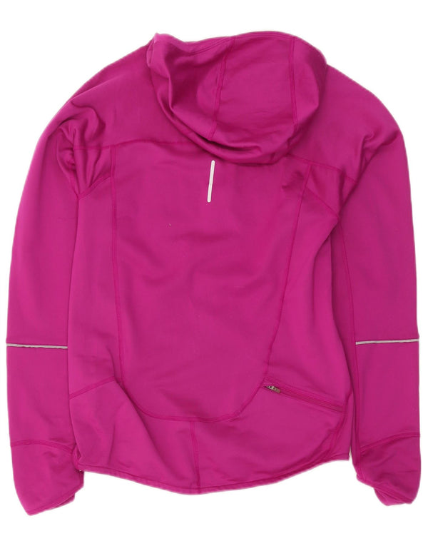 Nike Womens Dri Fit Hooded Zip Neck Pullover Tracksuit Top UK 10 Small Pink