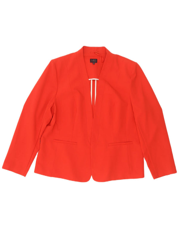 Jaqueta Blazer aberta feminina Marks & Spencer Reino Unido 20 2XL poliéster vermelho