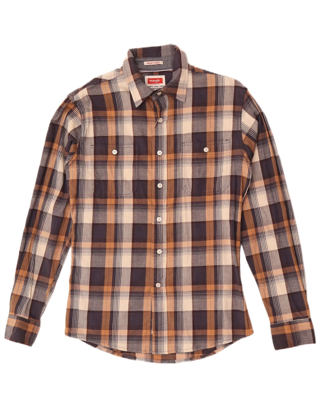 Camisa masculina de flanela Wrangler pequena de algodão xadrez multicolorido