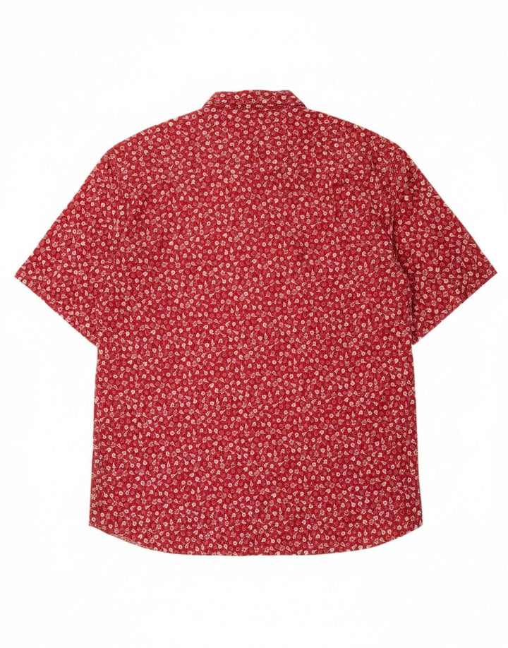 VINTAGE Mens Short Sleeve Shirt Small Red Floral