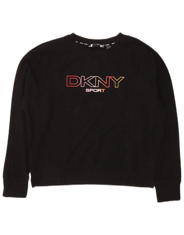 Dkny Sweat-shirt graphique surdimensionné pour femme UK 6 XS en coton noir