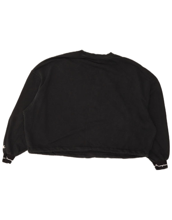 Champion Womens Graphic Oversized Sweatshirt Jumper UK 10 Small Black