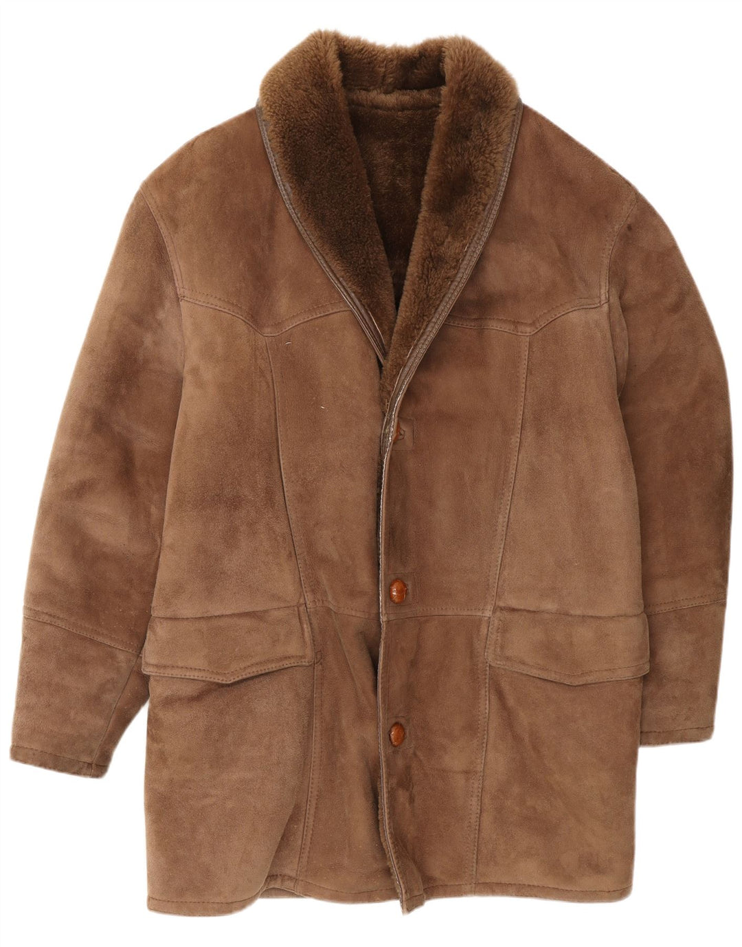Carieri&Carieri Herren Shearling Mantel IT 46 Small Brown