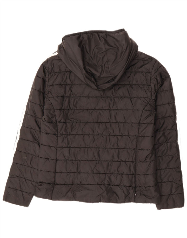 Giacca imbottita con cappuccio da donna Adidas UK 14 poliestere nero medio